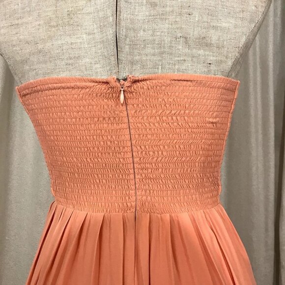 Parker 'Bayou' Strapless Silk Gown / Maxi Dress Coral Pink Small - Picture 8 of 16